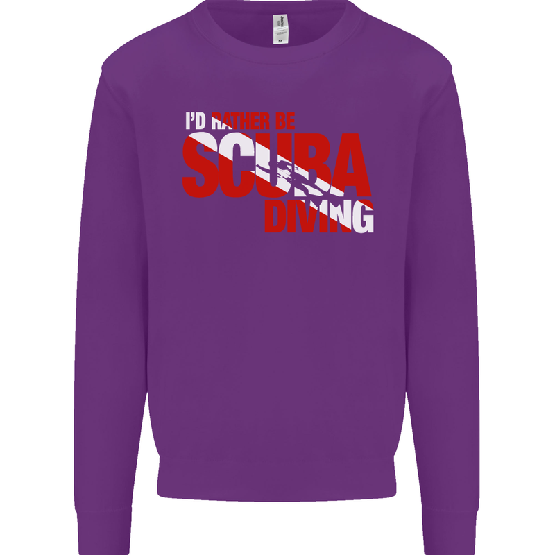I'd Rather Be Scuba Diving Diver Dive Mens Sweatshirt Jumper Purple