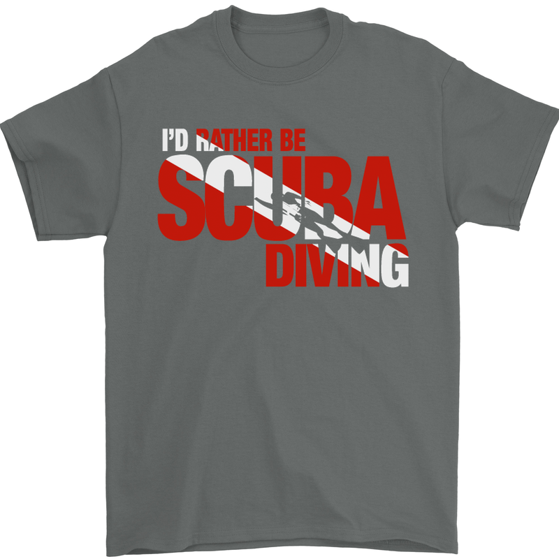 I'd Rather Be Scuba Diving Diver Dive Mens T-Shirt Cotton Gildan Charcoal