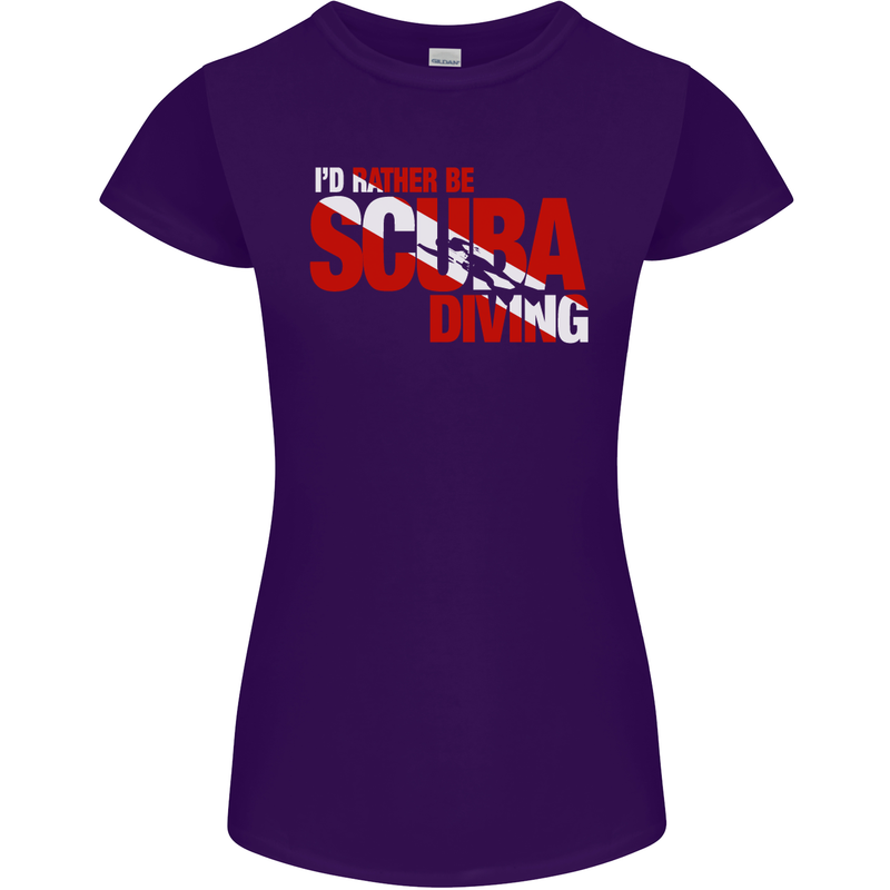 I'd Rather Be Scuba Diving Diver Dive Womens Petite Cut T-Shirt Purple