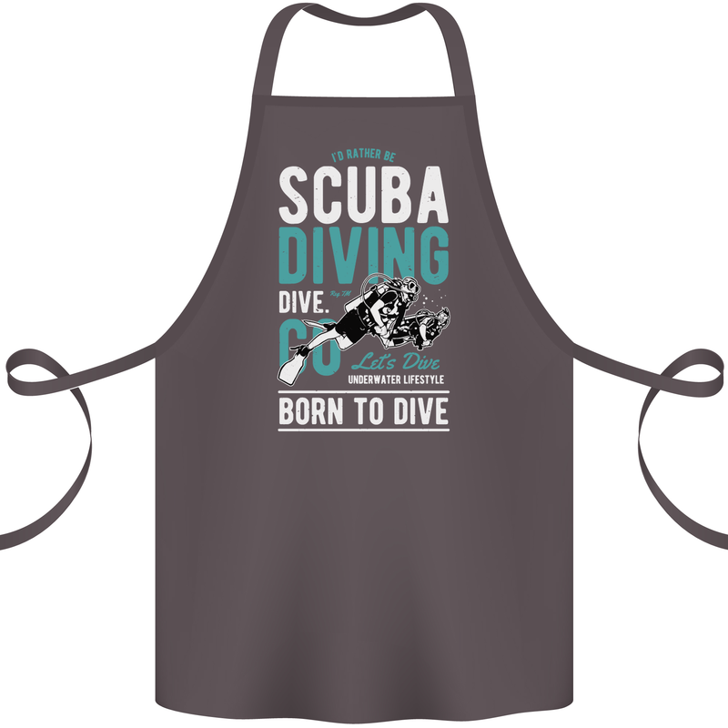 I'd Rather Be Scuba Diving Diver Funny Cotton Apron 100% Organic Dark Grey