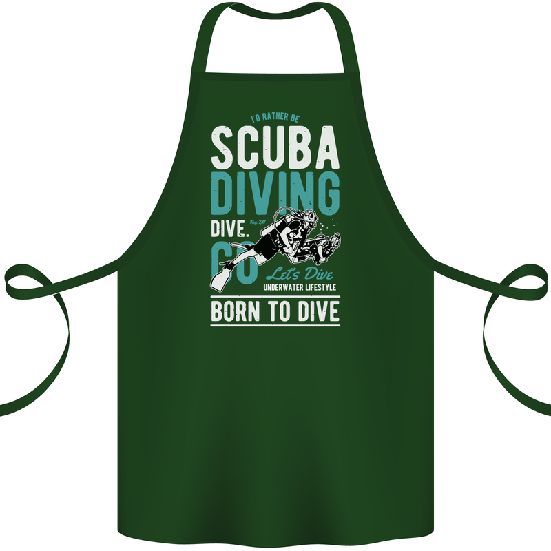 I'd Rather Be Scuba Diving Diver Funny Cotton Apron 100% Organic Forest Green