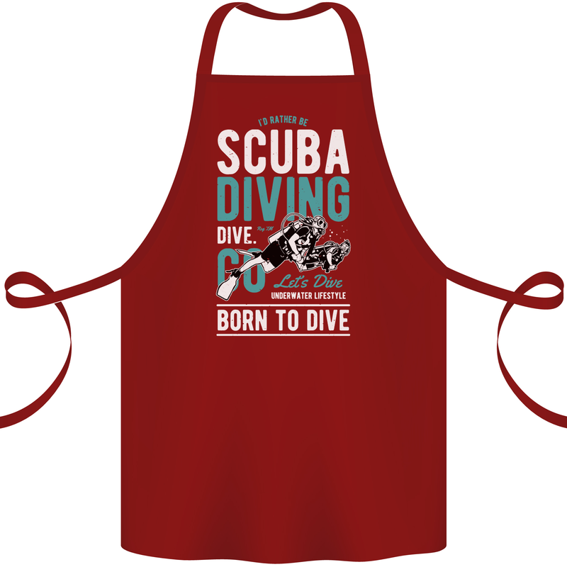 I'd Rather Be Scuba Diving Diver Funny Cotton Apron 100% Organic Maroon