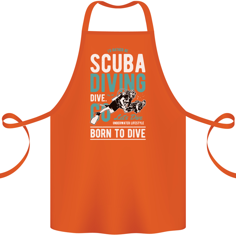 I'd Rather Be Scuba Diving Diver Funny Cotton Apron 100% Organic Orange