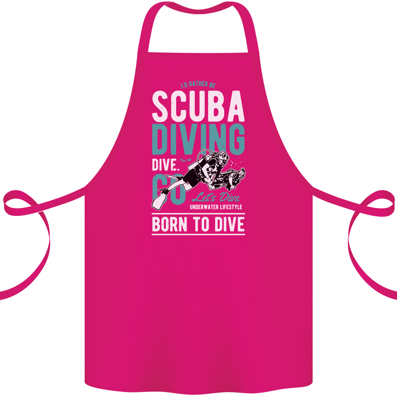 I'd Rather Be Scuba Diving Diver Funny Cotton Apron 100% Organic Pink