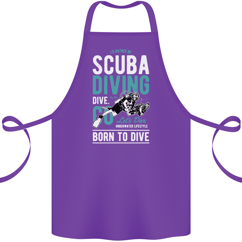 I'd Rather Be Scuba Diving Diver Funny Cotton Apron 100% Organic Purple