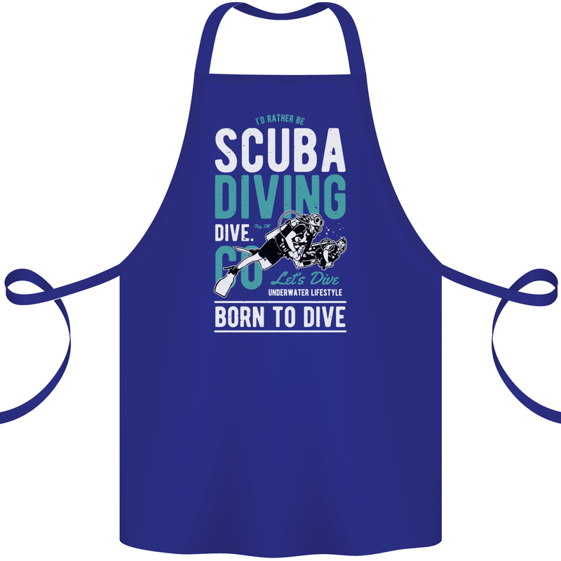 I'd Rather Be Scuba Diving Diver Funny Cotton Apron 100% Organic Royal Blue