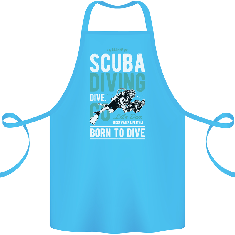I'd Rather Be Scuba Diving Diver Funny Cotton Apron 100% Organic Turquoise
