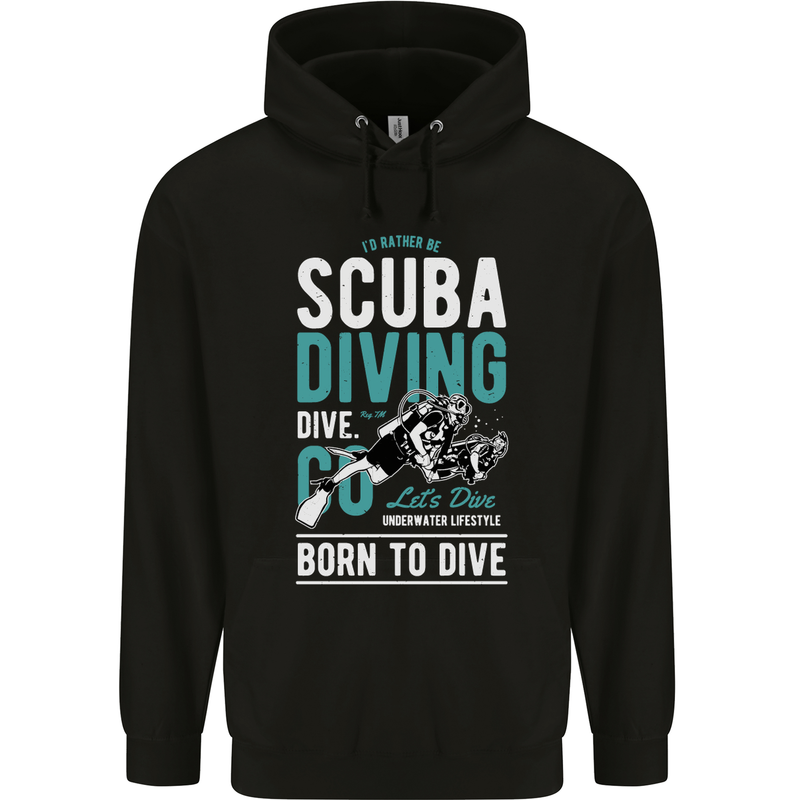 I'd Rather Be Scuba Diving Diver Funny Mens 80% Cotton Hoodie Black