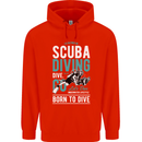 I'd Rather Be Scuba Diving Diver Funny Mens 80% Cotton Hoodie Bright Red