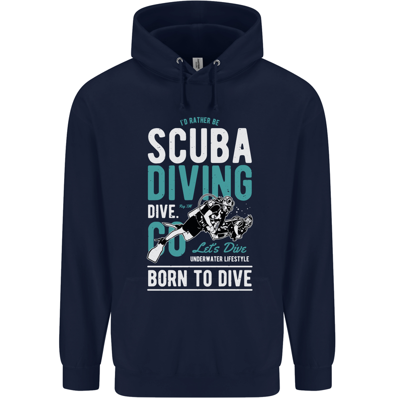 I'd Rather Be Scuba Diving Diver Funny Mens 80% Cotton Hoodie Navy Blue