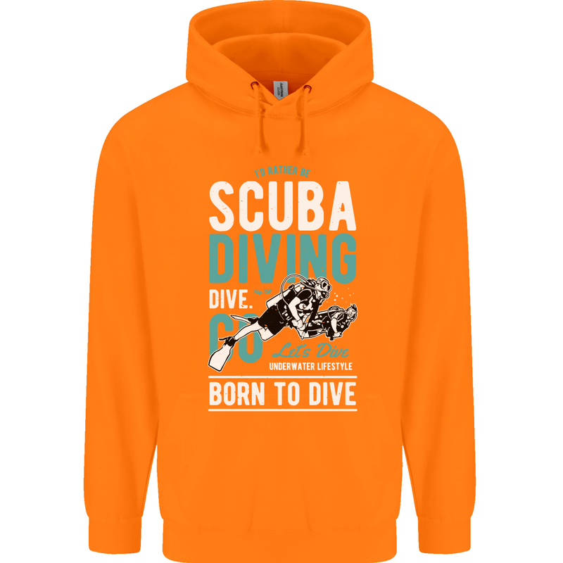 I'd Rather Be Scuba Diving Diver Funny Mens 80% Cotton Hoodie Orange