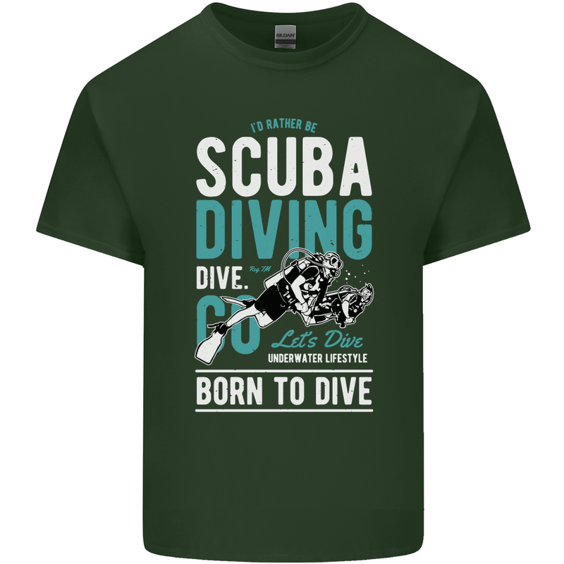 I'd Rather Be Scuba Diving Diver Funny Mens Cotton T-Shirt Tee Top Forest Green