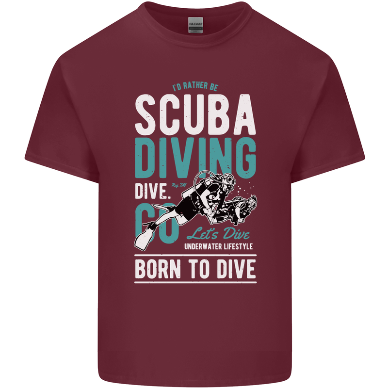 I'd Rather Be Scuba Diving Diver Funny Mens Cotton T-Shirt Tee Top Maroon