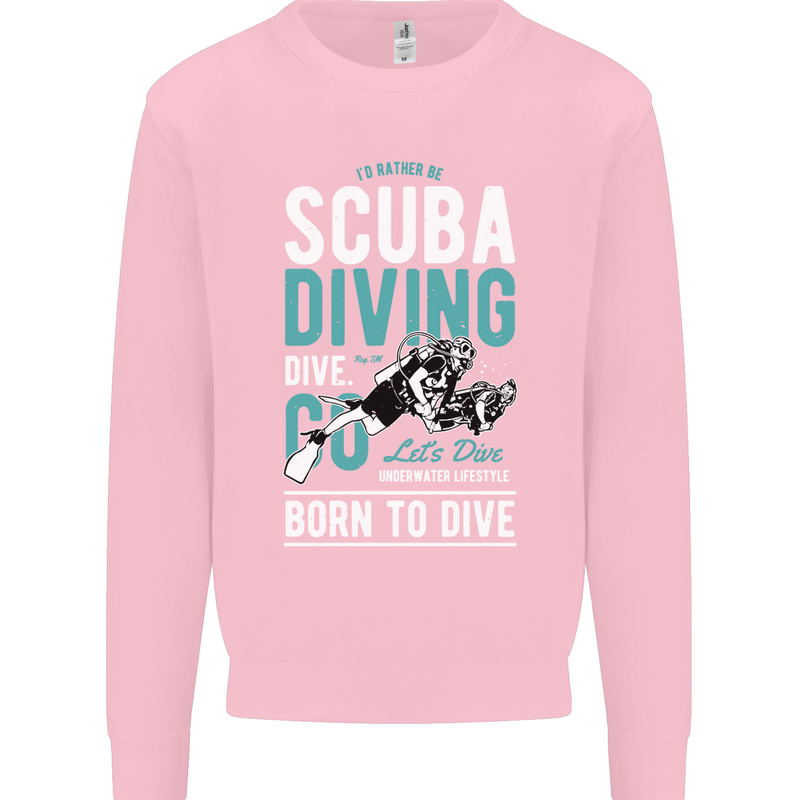 I'd Rather Be Scuba Diving Diver Funny Mens Sweatshirt Jumper Light Pink