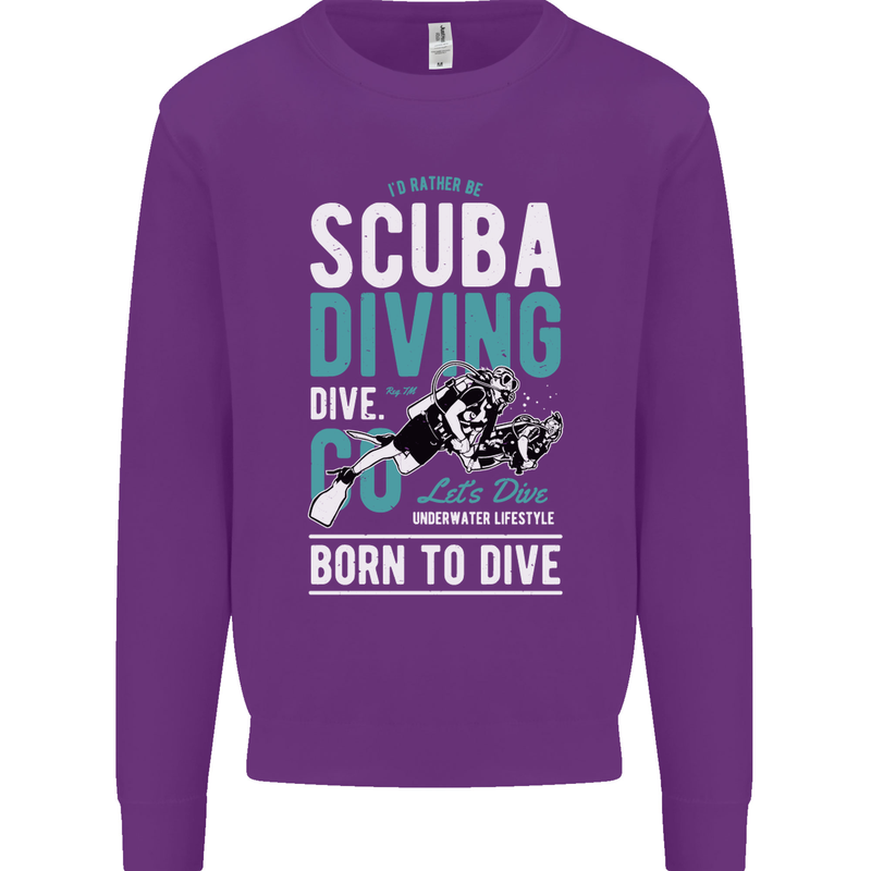 I'd Rather Be Scuba Diving Diver Funny Mens Sweatshirt Jumper Purple
