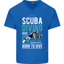 I'd Rather Be Scuba Diving Diver Funny Mens V-Neck Cotton T-Shirt Royal Blue