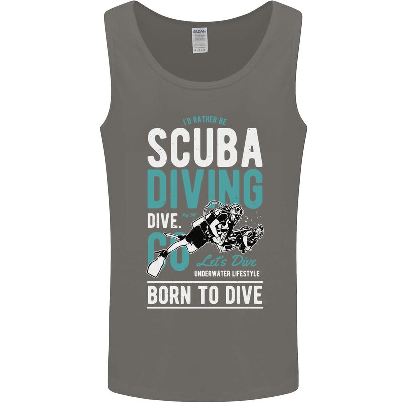I'd Rather Be Scuba Diving Diver Funny Mens Vest Tank Top Charcoal