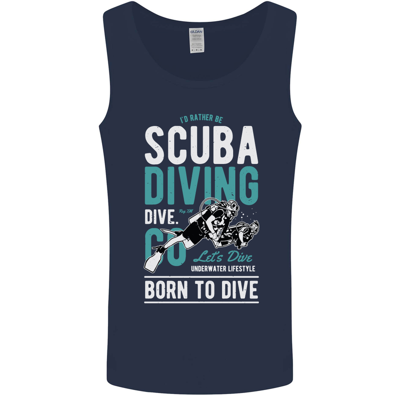I'd Rather Be Scuba Diving Diver Funny Mens Vest Tank Top Navy Blue