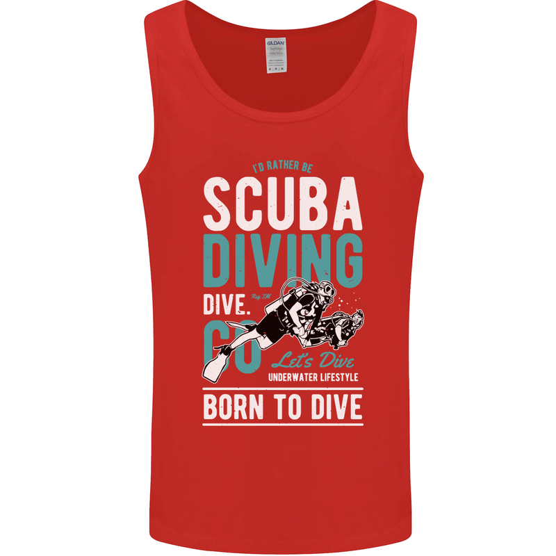 I'd Rather Be Scuba Diving Diver Funny Mens Vest Tank Top Red