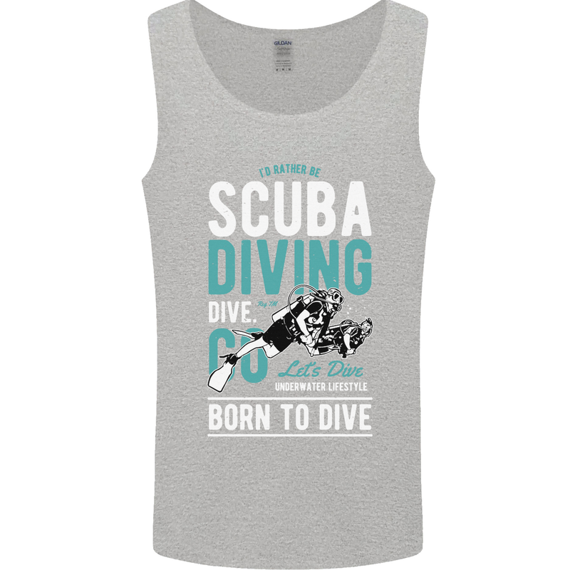 I'd Rather Be Scuba Diving Diver Funny Mens Vest Tank Top Sports Grey