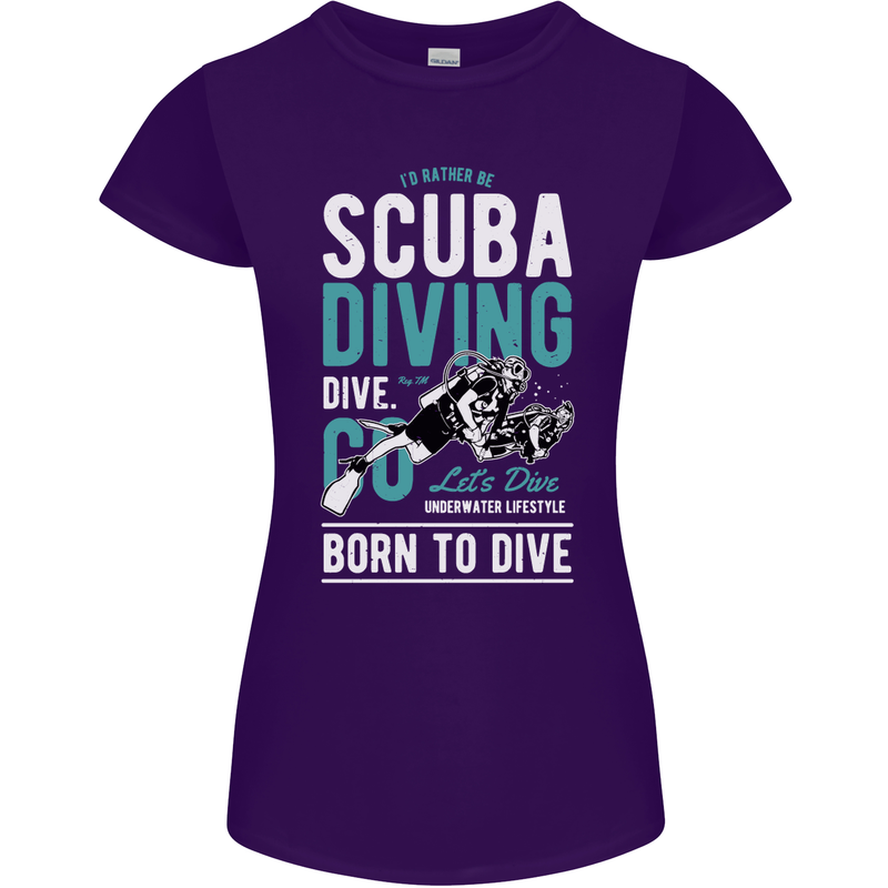 I'd Rather Be Scuba Diving Diver Funny Womens Petite Cut T-Shirt Purple