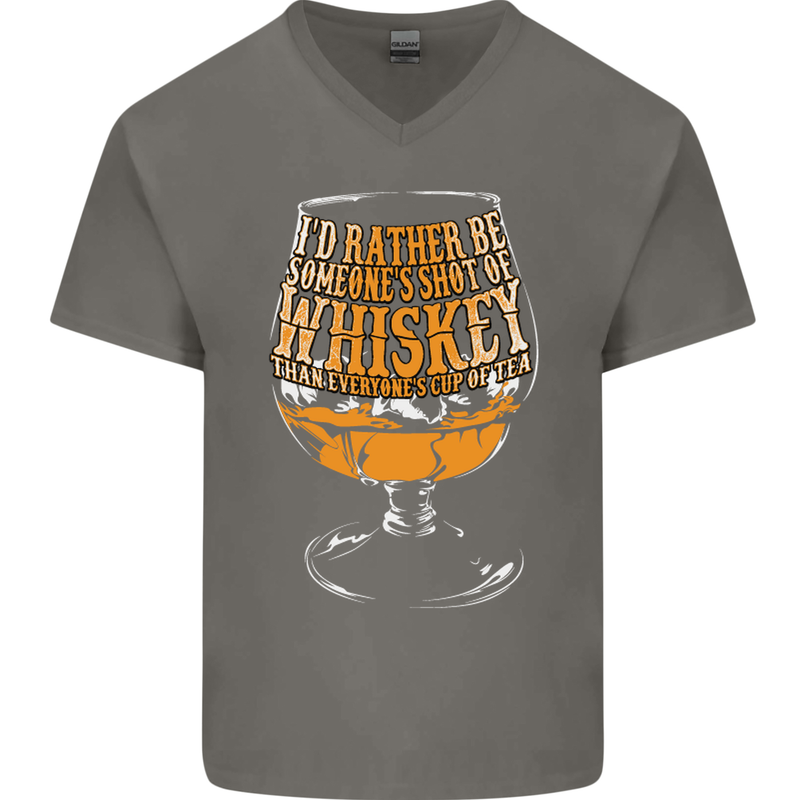 I'd Rather Be Someone's Whiskey Funny Mens V-Neck Cotton T-Shirt Charcoal