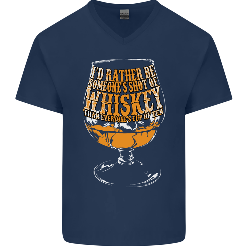 I'd Rather Be Someone's Whiskey Funny Mens V-Neck Cotton T-Shirt Navy Blue