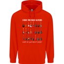 I have Too Many Guitars Guitarist Acoustic Mens 80% Cotton Hoodie Bright Red