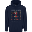 I have Too Many Guitars Guitarist Acoustic Mens 80% Cotton Hoodie Navy Blue