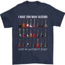I have Too Many Guitars Guitarist Acoustic Mens T-Shirt Cotton Gildan Navy Blue
