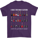 I have Too Many Guitars Guitarist Acoustic Mens T-Shirt Cotton Gildan Purple