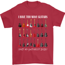 I have Too Many Guitars Guitarist Acoustic Mens T-Shirt Cotton Gildan Red