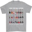 I have Too Many Guitars Guitarist Acoustic Mens T-Shirt Cotton Gildan Sports Grey