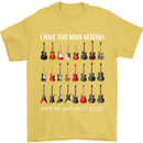 I have Too Many Guitars Guitarist Acoustic Mens T-Shirt Cotton Gildan Yellow