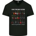 I have Too Many Guitars Guitarist Acoustic Mens V-Neck Cotton T-Shirt Black