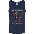 I have Too Many Guitars Guitarist Acoustic Mens Vest Tank Top Navy Blue