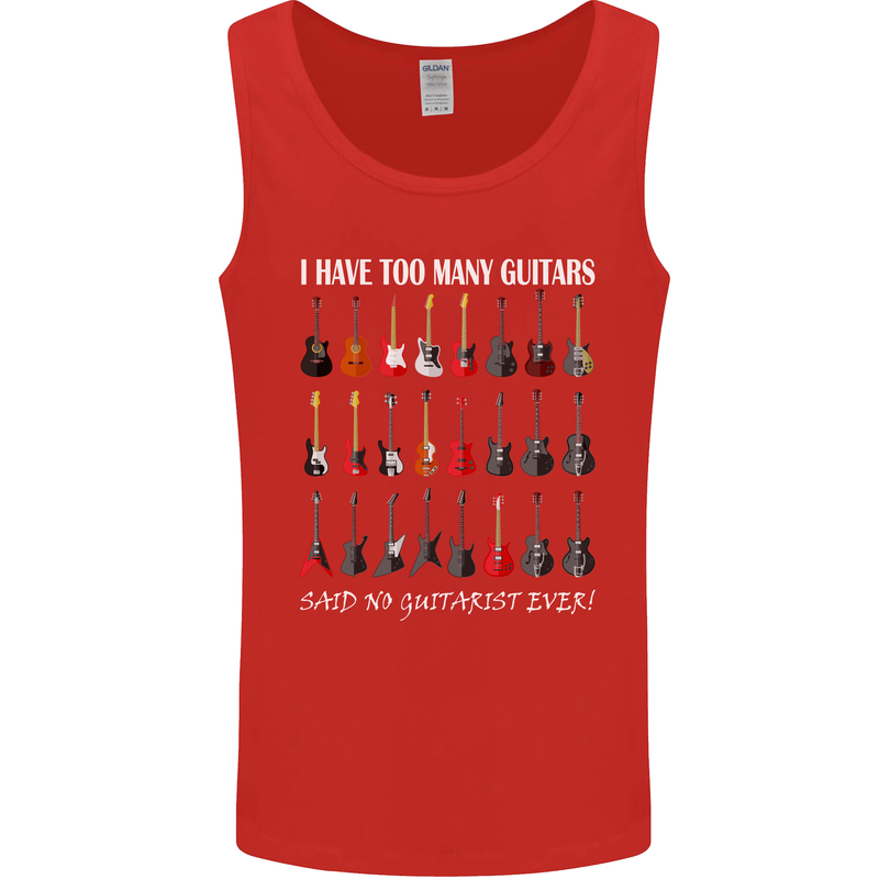 I have Too Many Guitars Guitarist Acoustic Mens Vest Tank Top Red