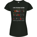 I have Too Many Guitars Guitarist Acoustic Womens Petite Cut T-Shirt Black