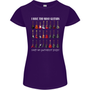 I have Too Many Guitars Guitarist Acoustic Womens Petite Cut T-Shirt Purple