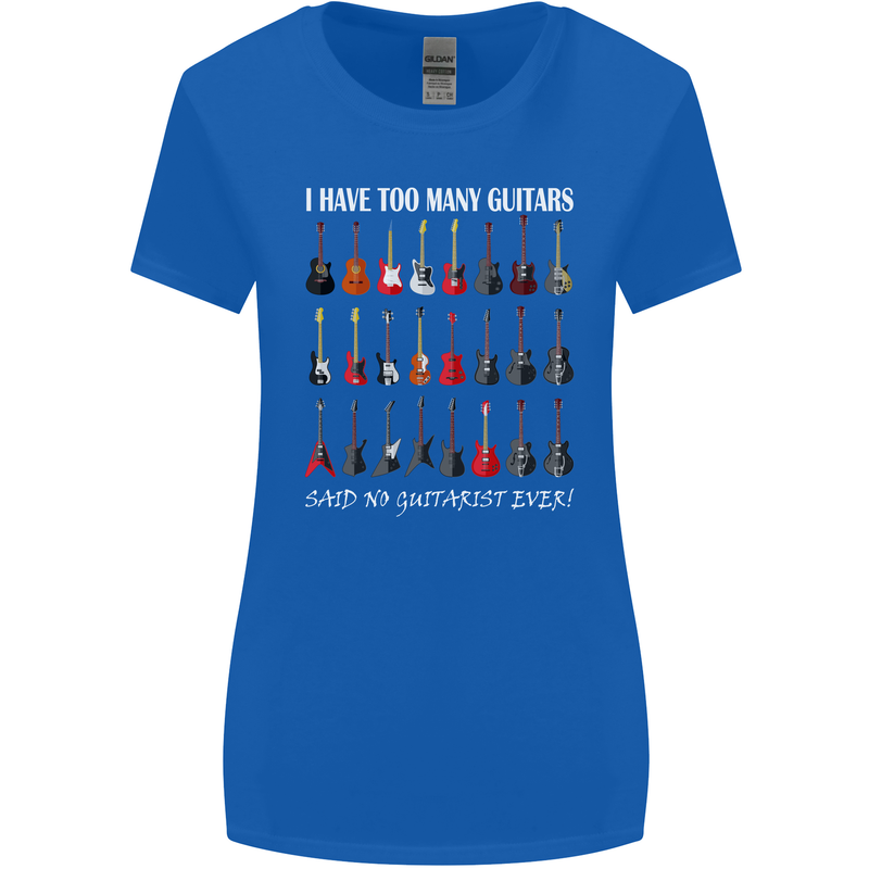 I have Too Many Guitars Guitarist Acoustic Womens Wider Cut T-Shirt Royal Blue