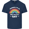 I'm 40 And I'm Still Gay LGBT Mens V-Neck Cotton T-Shirt Navy Blue