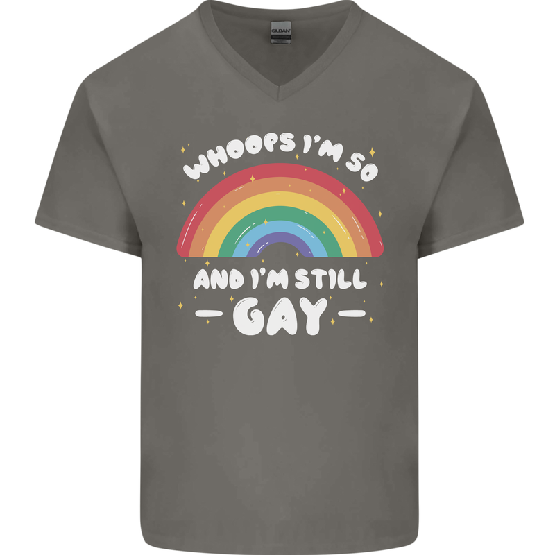 I'm 50 And I'm Still Gay LGBT Mens V-Neck Cotton T-Shirt Charcoal