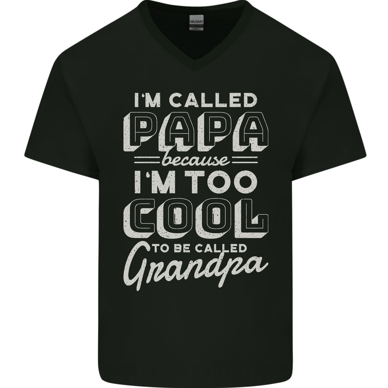 I'm Called Papa Grandparents Day Mens V-Neck Cotton T-Shirt Black