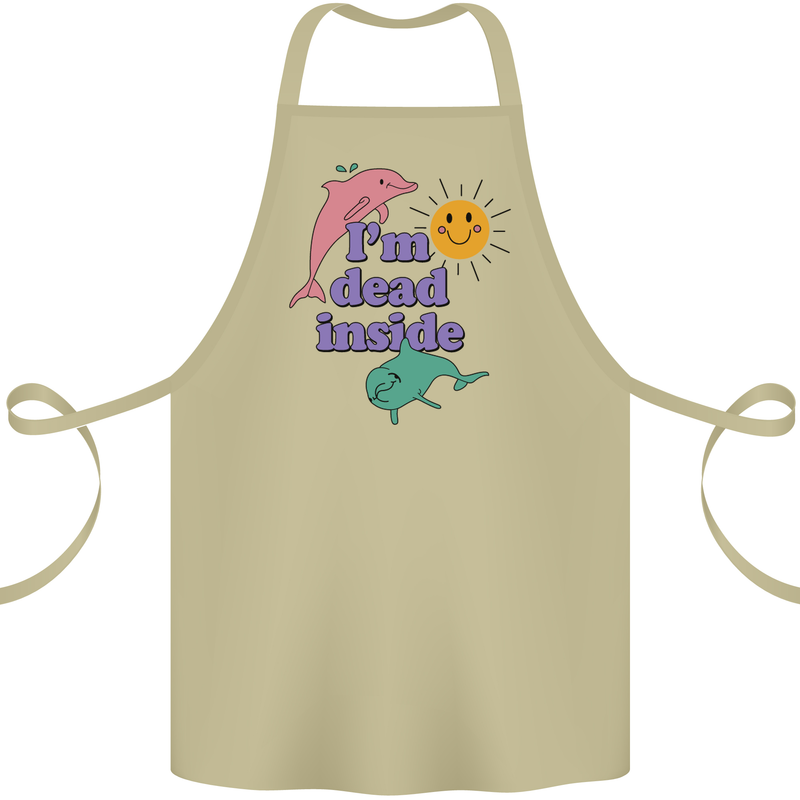 I'm Dead Inside Dolphins Sunrise Cotton Apron 100% Organic Khaki