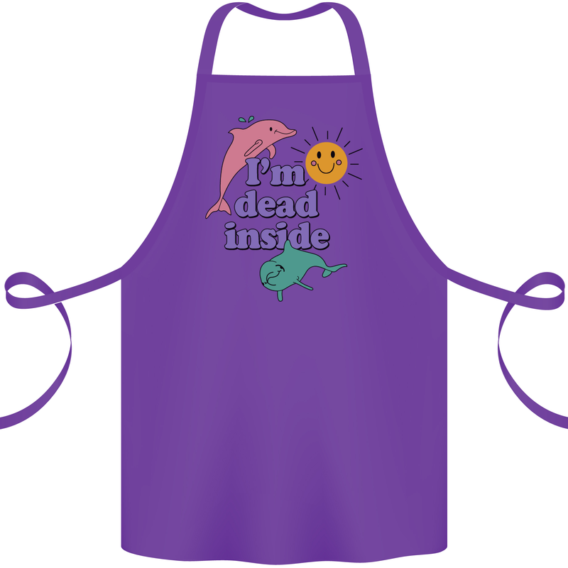 I'm Dead Inside Dolphins Sunrise Cotton Apron 100% Organic Purple