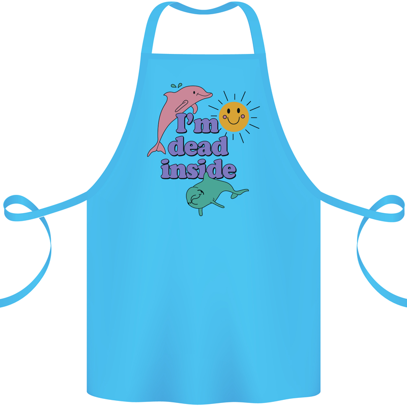 I'm Dead Inside Dolphins Sunrise Cotton Apron 100% Organic Turquoise