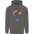 I'm Dead Inside Dolphins Sunrise Mens 80% Cotton Hoodie Charcoal