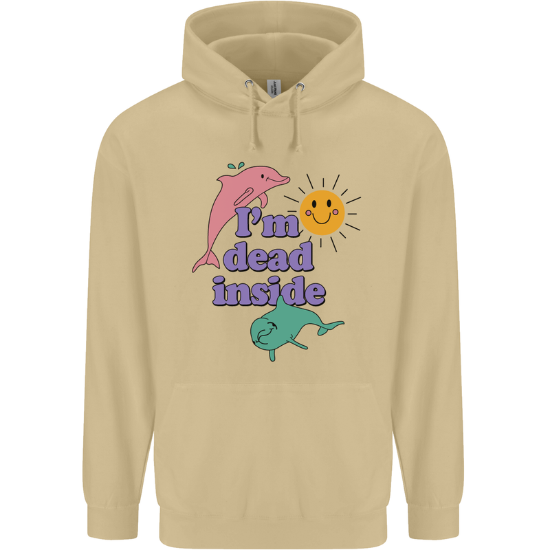 I'm Dead Inside Dolphins Sunrise Mens 80% Cotton Hoodie Sand