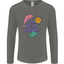 I'm Dead Inside Dolphins Sunrise Mens Long Sleeve T-Shirt Charcoal