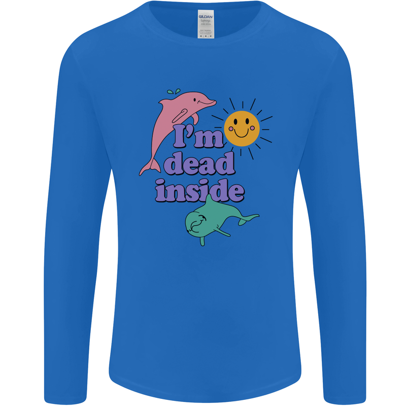 I'm Dead Inside Dolphins Sunrise Mens Long Sleeve T-Shirt Royal Blue